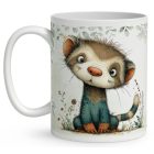 Névvel kérhető - Játékos felfedező, a vadászgörény mintás bögre