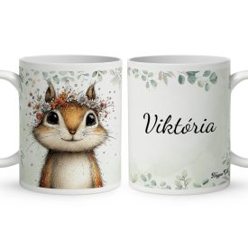   Névvel kérhető - Az erdő kis akrobatája, a mókus mintás bögre