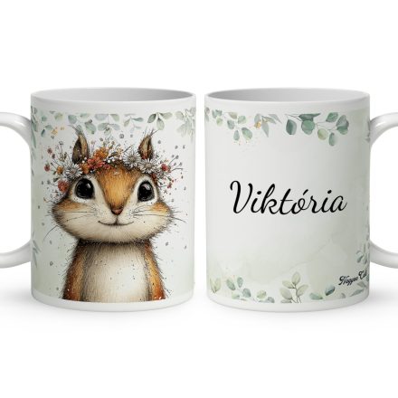 Névvel kérhető - Az erdő kis akrobatája, a mókus mintás bögre