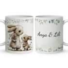 Névvel kérhető - Anya és a kicsi nyuszikája mintás bögre
