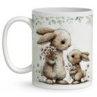 Névvel kérhető - Anya és a kicsi nyuszikája mintás bögre