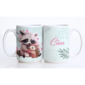   Névvel kérhető - A legcukibb mosómaci és sünike mintás nagy bögre