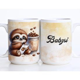 Névvel kérhető - Festő kávés lajhár mintás bögre