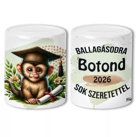 Névvel kérhető Maki - 2026 évi Ballagásra mintás persely