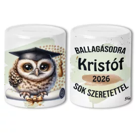  Névvel kérhető Bagoly- 2026 évi Ballagásra mintás persely
