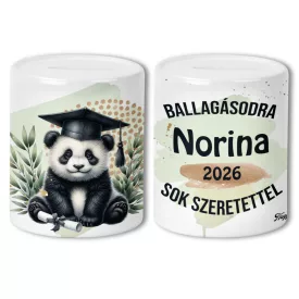   Névvel kérhető Panda - 2026 évi Ballagásra mintás persely