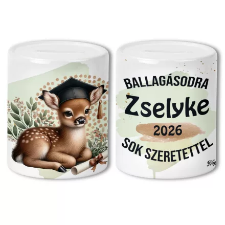 Névvel kérhető Szarvas - 2026 évi Ballagásra mintás persely