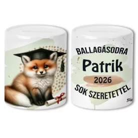   Névvel kérhető Róka - 2026 évi Ballagásra mintás persely