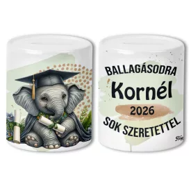   Névvel kérhető Elefánt - 2026 évi Ballagásra mintás persely