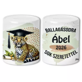   Névvel kérhető Leopárd - 2026 évi Ballagásra mintás persely