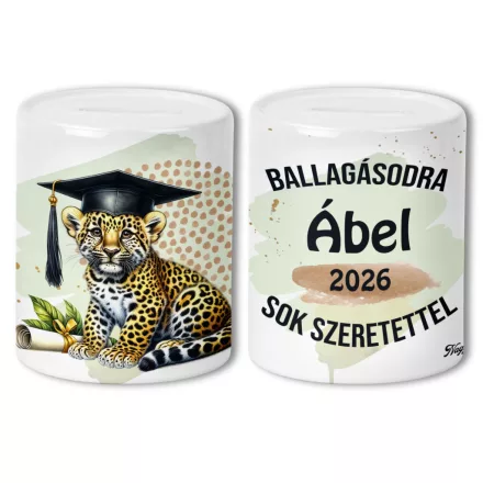 Névvel kérhető Leopárd - 2026 évi Ballagásra mintás persely