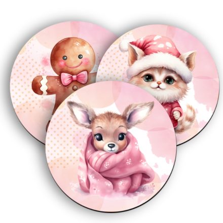 3 db pink christmas alátét szett (#08)