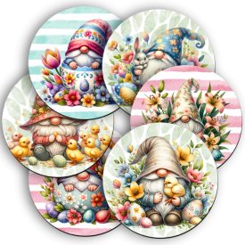 6 db cuki húsvéti manó kör alakú alátét szett (#24)