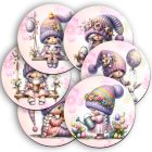 6 db cuki húsvéti manólány kör alakú alátét szett (#27)