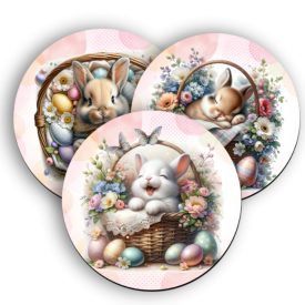 3 db cuki húsvéti nyuszis kör alakú alátét szett (#30)