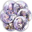 6 db aranyos levendulás manók kör alakú alátét szett (#34)