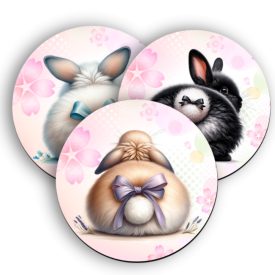   3 db aranyos húsvéti nyuszi popsi kör alakú alátét szett (#36)