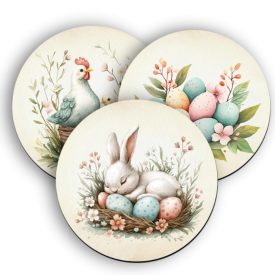 3 db cuki vintage húsvéti kör alakú alátét szett (#40)