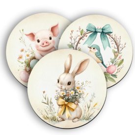   3 db tündéri vintage húsvéti kör alakú alátét szett (#41)