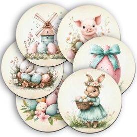 6 db cuki vintage húsvéti kör alakú alátét szett (#42)