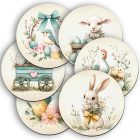 6 db cuki vintage húsvéti kör alakú alátét szett (#43)