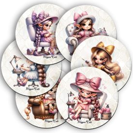 6 db cuki körmös manós kör alakú alátét szett (#52)