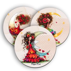   3 db cuki pipacs tündérlány kör alakú alátét szett (#56)