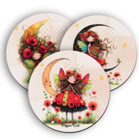   3 db aranyos pipacs tündérlány kör alakú alátét szett (#57)