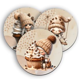 3 db cuki Kávés manó lány alátét szett (#61)