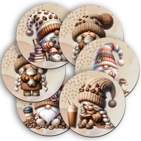 6 db aranyos Kávés manós poháralátét szett (#63)