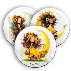 3 db cuki napraforgós tündérlány kör alakú alátét szett (#65)