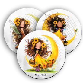   3 db cuki napraforgós tündérlány kör alakú alátét szett (#65)