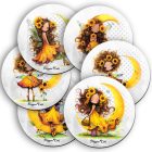 6 db cuki napraforgós tündérlány kör alakú alátét szett (#67)