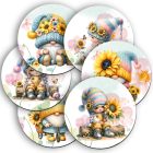 6 db bájos napraforgós manó alátét szett (#77)