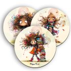 3 db cuki őszi Könyvmoly lány kör alakú alátét szett (#78)