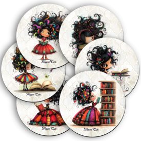 6 db cuki Könyv hercegnő kör alakú alátét szett (#83)