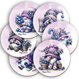 6 db cuki áfonyás manó kör alakú alátét szett (#86)
