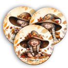 3 db cuki őszi manó lány kör alakú alátét szett (#87)