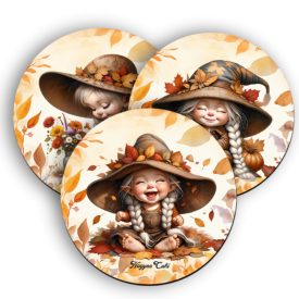 3 db cuki őszi manó lány kör alakú alátét szett (#87)