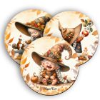 3 db aranyos őszi manó lány kör alakú alátét szett (#88)