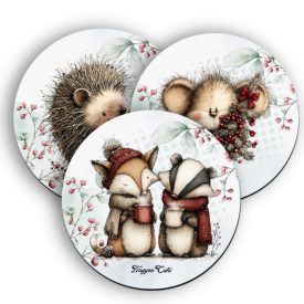  3 db cuki téli erdei varázs kör alakú alátét szett (#96)