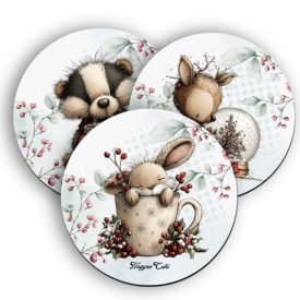   3 db aranyos téli erdei varázs kör alakú alátét szett (#97)