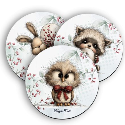 3 db kedves téli erdei varázs kör alakú alátét szett (#98)