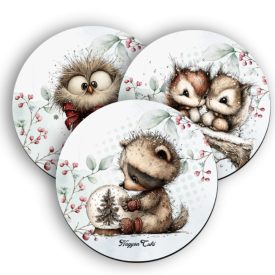   3 db bájos téli erdei varázs kör alakú alátét szett (#99)