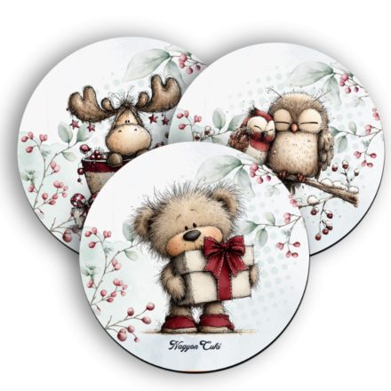 3 db tündéri téli erdei varázs kör alakú alátét szett (#100)