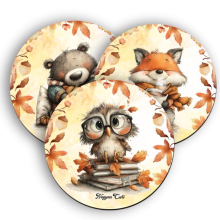 3 db cuki őszi erdei varázs kör alakú alátét szett (#101)