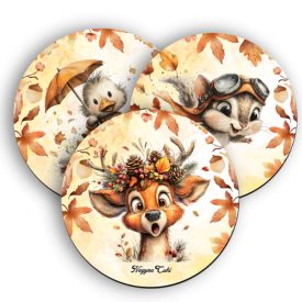   3 db kedves őszi erdei varázs kör alakú alátét szett (#103)