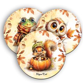   3 db bájos őszi erdei varázs kör alakú alátét szett (#104)