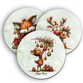   3 db cuki karácsonyi erdei varázs kör alakú alátét szett (#105)