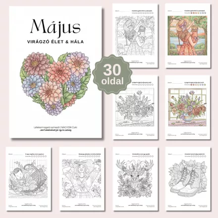 Májusi Virágzó Élet & Hála  – Léleksimogató színező (PDF)